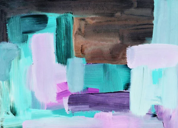 El çizimi Sanat Yazısı Soyut Modern Akrilik Yağlı Boyama. Moda İskandinav Tarzı. Soyut Poster, Çağdaş desen fırça darbeleri mavi leylak kahverengisi. Modern bir iç mekan için poster