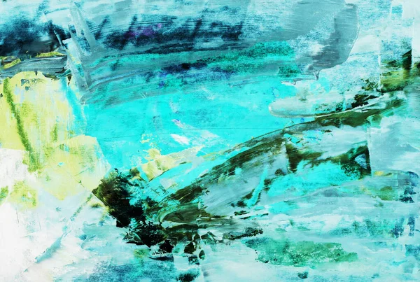 El çizimi Sanat Yazısı Soyut Modern Akrilik Yağlı Boyama. İskandinav tarzı. Soyut Poster, çağdaş parlak doku boya palet bıçağı fırça darbeleri yeşil mavi beyaz poster