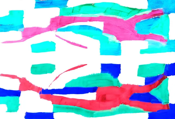 Schilderen Moderne Kunst Hedendaags Rood Blauw Roze Groen Wit Gouache — Stockfoto