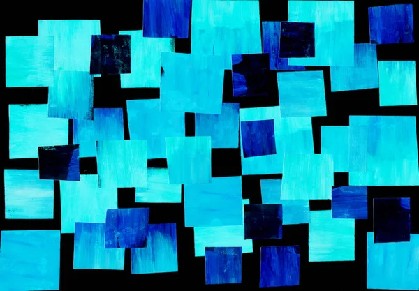Painting Contemporary Modern Art Blue Black Gradient Gouache Acrylic Paint — Stock Photo, Image
