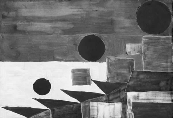 Painting Modern Art Contemporary Gray Black White Gradient Gouache Acrylic — Stock Photo, Image