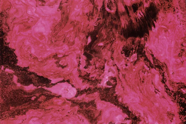 분홍색붉은 색부르군 디검은 페인트가 기술로 여러분의 디자인을 추상적 배경으로 화강암으로 — 스톡 사진