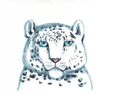 Kar leoparı ons, Orta ve Güney Asya 'nın doğu Afganistan' dan Moğolistan 'a ve batı Çin' e kadar uzanan sıradağlarına özgü büyük bir kedi türü. taslak işaretleyiciler, serbest çizim