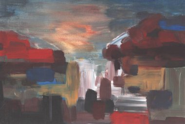 Resim, modern sanat çağdaş. monotip tekniğinde gouache akrilik boya, tasarımınız için soyut doku arka planı. mavi leylak kahverengi siyah sarı beyaz