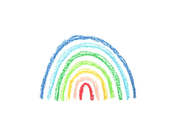 Pastell Karte Banner Design Regenbogenwaagen Himmel Einfache Natur Kritzelstifte Linien — Stockfoto
