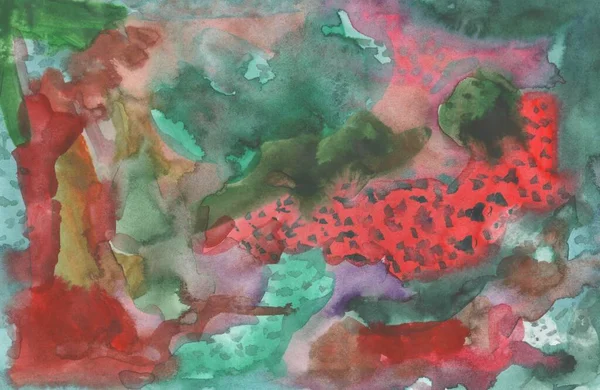 Måleri Modern Konst Samtida Grön Blå Turkos Teal Röd Brun — Stockfoto
