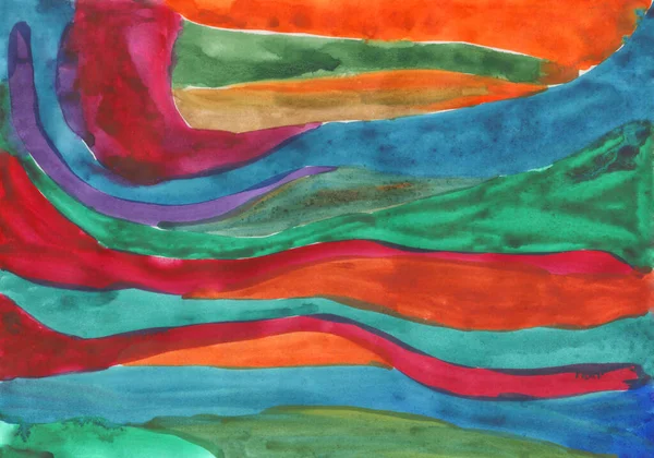 Malerei Moderne Kunst Zeitgenössisch Linien Welle Feuerverlauf Gouache Acrylfarbe Abstrakte — Stockfoto