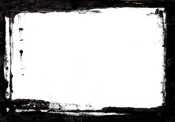 Abstraktní Grunge Rám Nakreslený Ručně Černobílé Pozadí Kapky Barvy Skvrny — Stock fotografie
