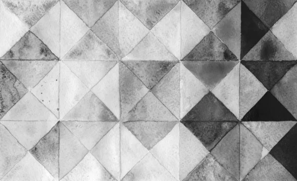 Акварельные Треугольники Квадраты Разноцветный Орнамент Бесшовный Черный Серый — стоковое фото