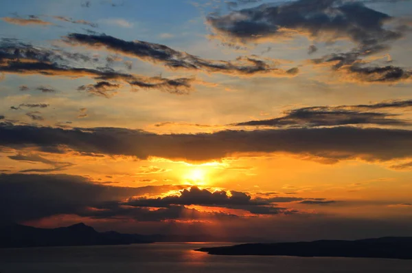 Pôr Sol Sobre Mar Adriático Visto Montanha Biokovo — Fotografia de Stock