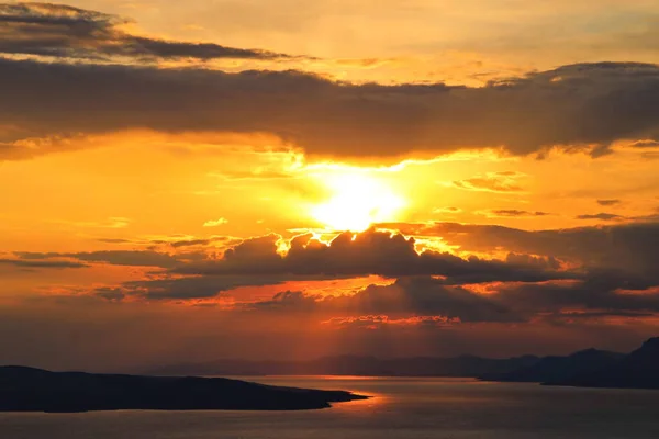 Pôr Sol Sobre Mar Adriático Visto Montanha Biokovo — Fotografia de Stock