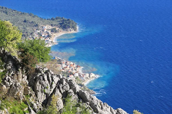 Vista Panorâmica Montanha Biokovo Para Mar Perto Makarska Dalmácia Croácia — Fotografia de Stock