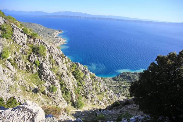 Vista Panorámica Desde Montaña Biokovo Hasta Mar Cerca Makarska Dalmacia — Foto de Stock