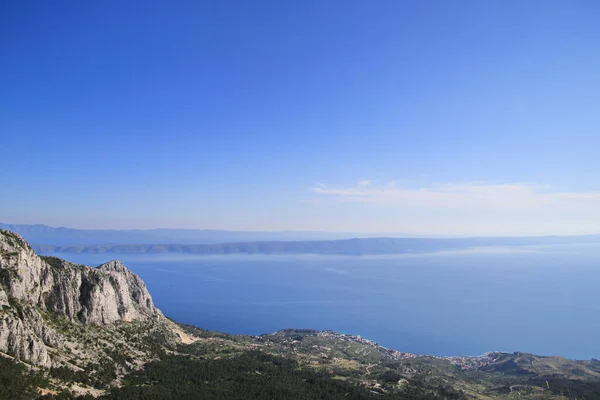 Vista Montanha Biokovo Para Mar Adriático Ilhas Dálmatas Centrais — Fotografia de Stock