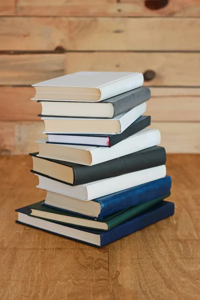 Books on a wooden box