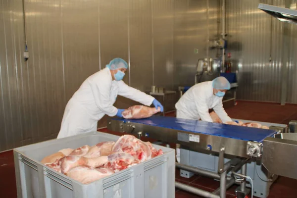 Cerdo Fresco Una Fábrica Carne — Foto de Stock