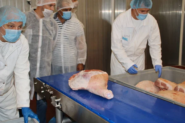 Cerdo Fresco Una Fábrica Carne — Foto de Stock