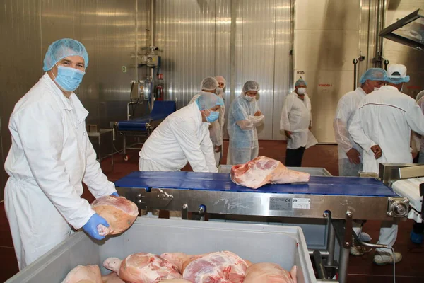 Cerdo Fresco Una Fábrica Carne — Foto de Stock