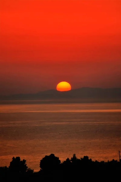 Puesta Sol Sobre Isla Hvar Croacia — Foto de Stock