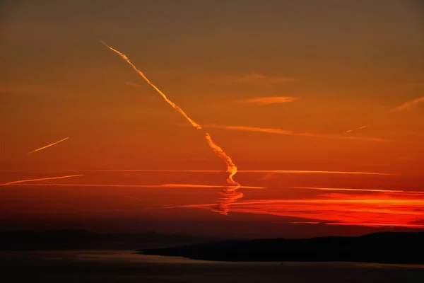 Puesta Sol Sobre Mar Adriático — Foto de Stock