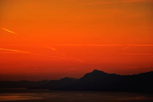 Puesta Sol Sobre Mar Adriático —  Fotos de Stock