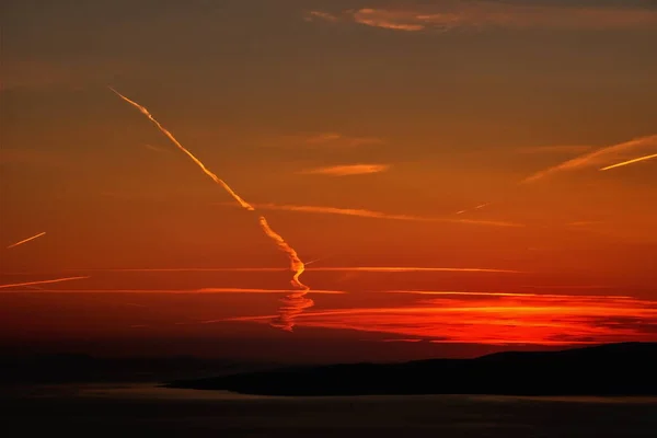 Puesta Sol Sobre Mar Adriático —  Fotos de Stock