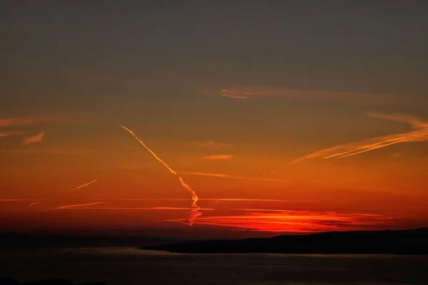 Puesta Sol Sobre Mar Adriático —  Fotos de Stock