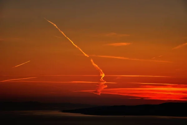 Puesta Sol Sobre Mar Adriático —  Fotos de Stock