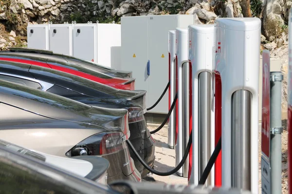 Vrgorac Croatia 2020 Tesla Electric Car Charging Station — Stock Photo, Image