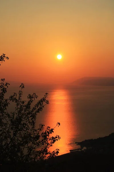 Puesta Sol Sobre Mar Cerca Isla Hvar Croacia — Foto de Stock