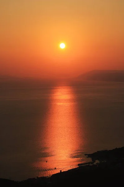 Puesta Sol Sobre Mar Cerca Isla Hvar Croacia — Foto de Stock