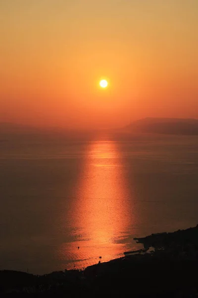 Sonnenuntergang Über Dem Meer Nahe Der Insel Hvar Kroatien — Stockfoto