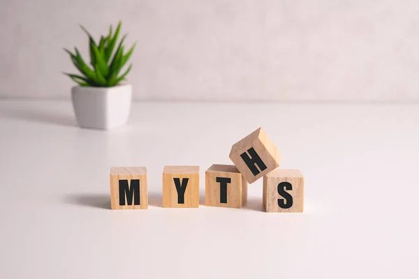 Myths Word Wooden Cubes Myths Concept — Stock Photo, Image