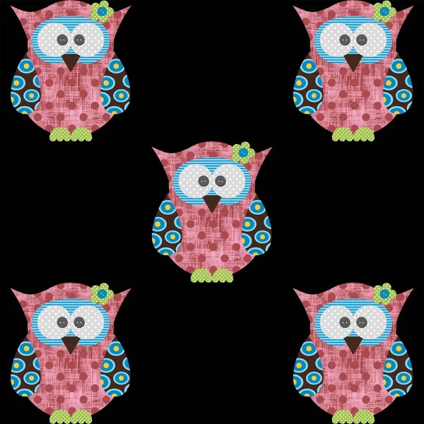 Owl Black Seamless Background Rgb — Stock Vector
