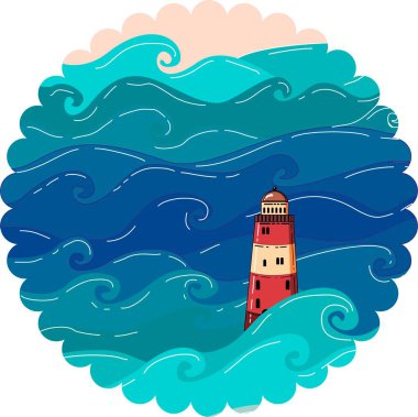 Denizdeki bir deniz feneri görüntüsü. RGB