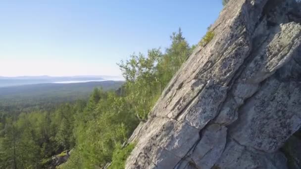 Abeto Abedul Pino Bosque Sobre Rocas Visto Desde Arriba Cámara — Vídeos de Stock