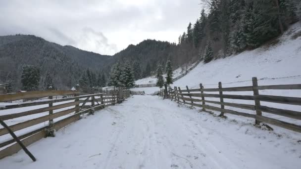 Strada Tra Recinzioni Legno — Video Stock