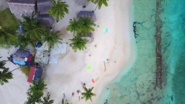 Flygfoto Ovanifrån Kameran Rör Sig Upp Från Tropisk Semester Paradise — Stockvideo