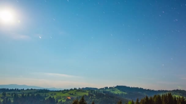 山の月と星のタイムラプス — ストック動画