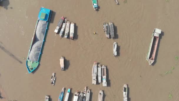 Roterande Panorama Över Cai Rang Flytande Marknaden Kan Tho Vietnam — Stockvideo