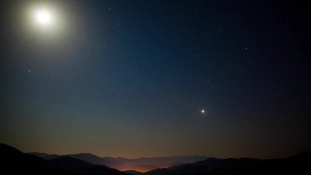 Movimento Estrelas Tempo Lapso Nas Montanhas Carpatias Zeitraffer Technic — Vídeo de Stock