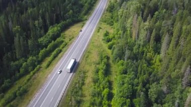 Ormandaki Kırsal Otoyolun Üst Manzarası