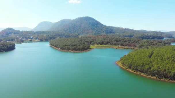 Unique Aerial View Awesome Tuyen Lam Lake Lat Plateau Vietnam — Stock Video