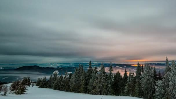 Utsikt Sundown Winter Mountain — Stockvideo