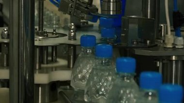 Plastik Şişeler Taşıyıcı boyunca ilerler