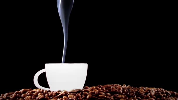 Kopje Koffie Met Stoom — Stockvideo