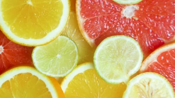 Citrus Fruits Düşen Nane Görüntüsü — Stok video