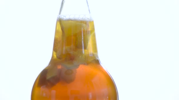 Frische Flasche Zitrone Kombucha — Stockvideo