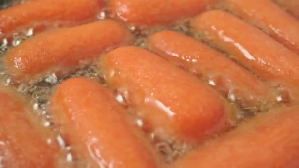 Video Frying Carrot Pieces — Stock Video