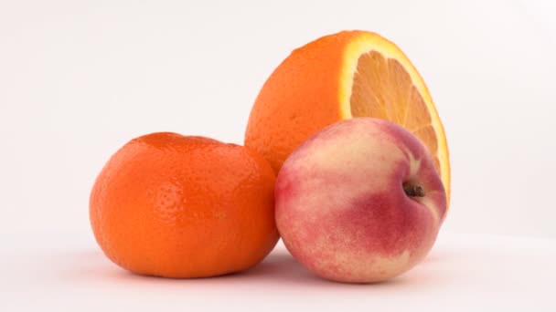 Nectarine Orange Fruit Dan Mandarin — Stok Video